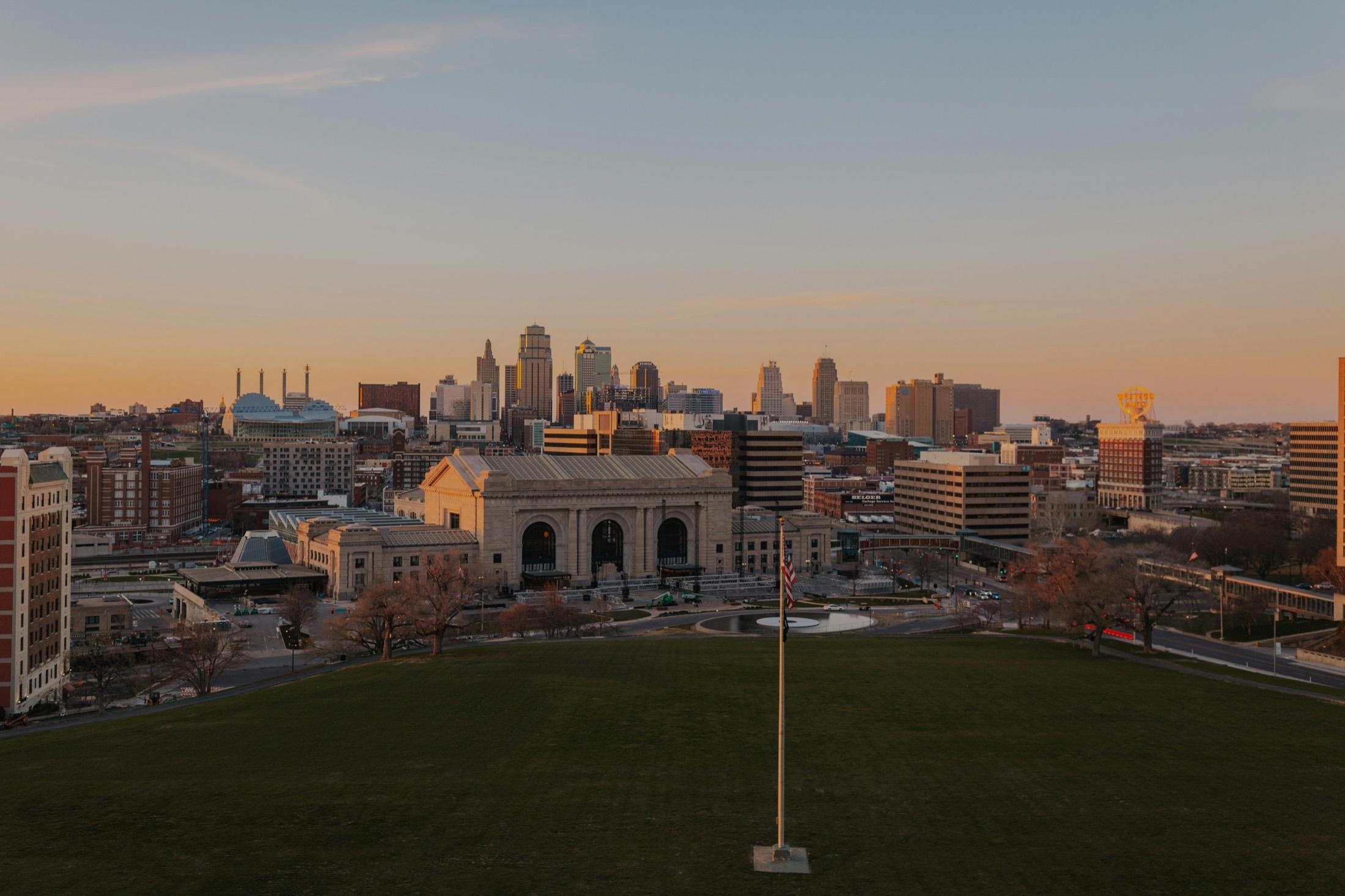Kansas City skyline at sunset