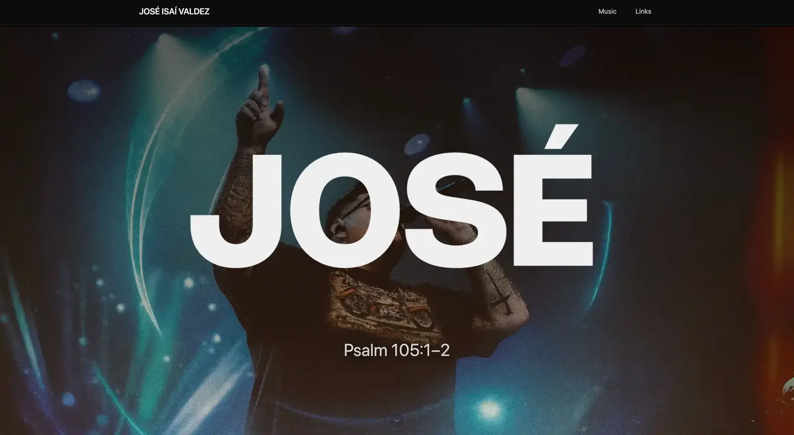 Portfolio homepage preview for Jose Isai Valdez music website